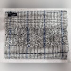 Enzo Mantovani Gray Blue Unisex 100% Cashmere Plaid Scarf
